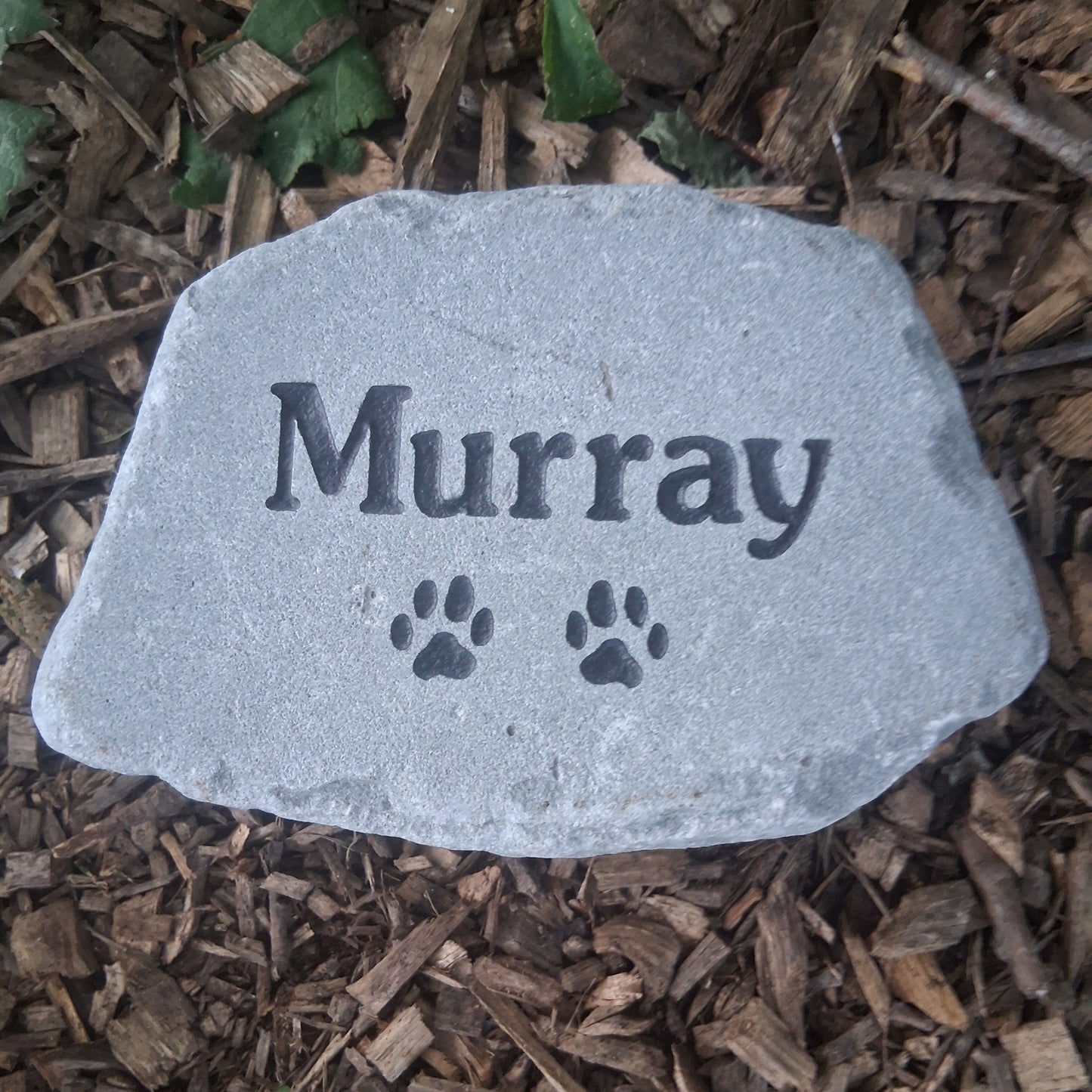 Mini Pet memorial with two cat prints above the name Murray