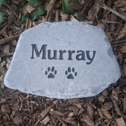 Mini Pet memorial with two cat prints above the name Murray